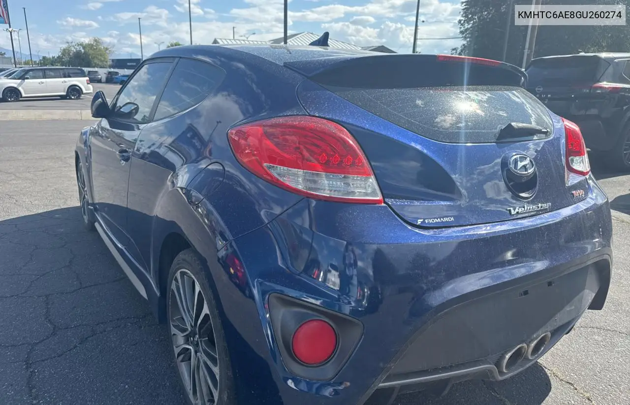 2016 Hyundai Veloster Turbo VIN: KMHTC6AE8GU260274 Lot: 66046955