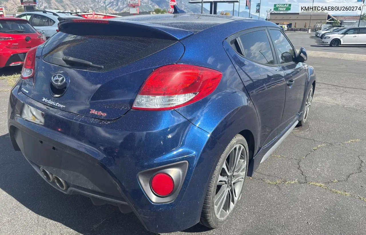 2016 Hyundai Veloster Turbo VIN: KMHTC6AE8GU260274 Lot: 66046955