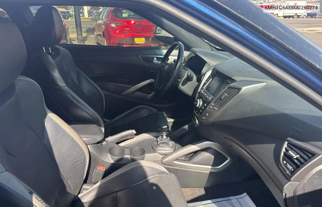 2016 Hyundai Veloster Turbo VIN: KMHTC6AE8GU260274 Lot: 66046955