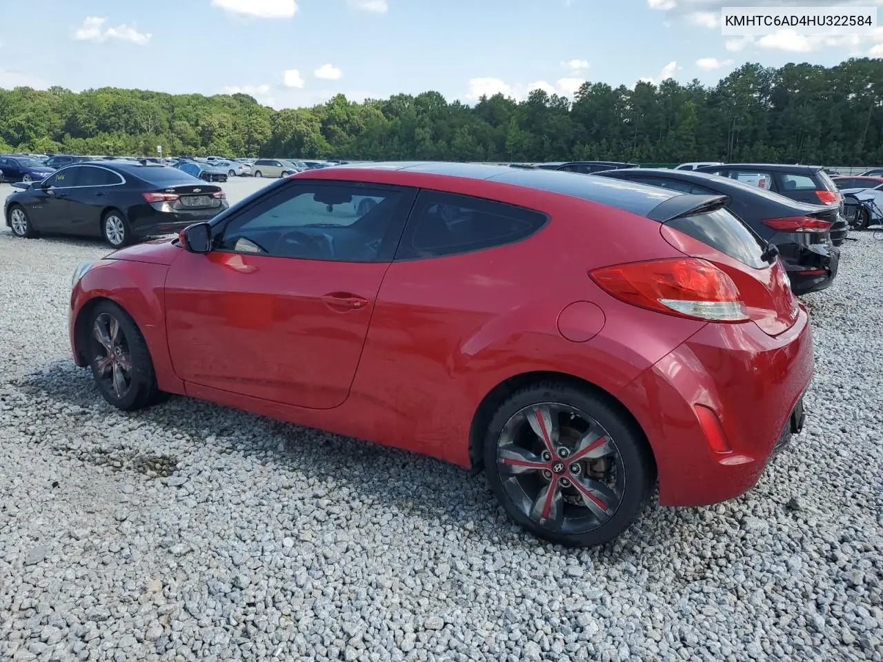 2017 Hyundai Veloster VIN: KMHTC6AD4HU322584 Lot: 62764255