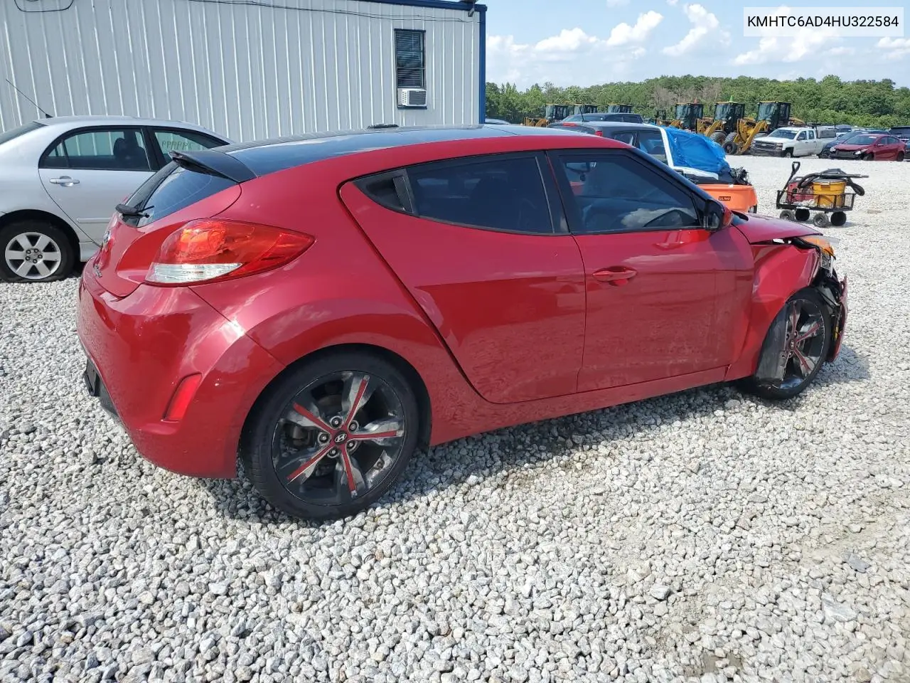 2017 Hyundai Veloster VIN: KMHTC6AD4HU322584 Lot: 62764255