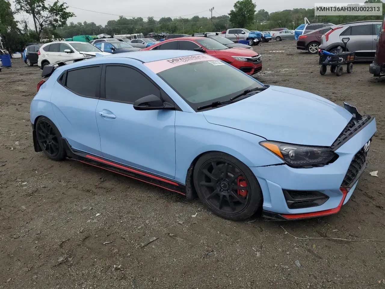 2019 Hyundai Veloster N VIN: KMHT36AH3KU002313 Lot: 56921385