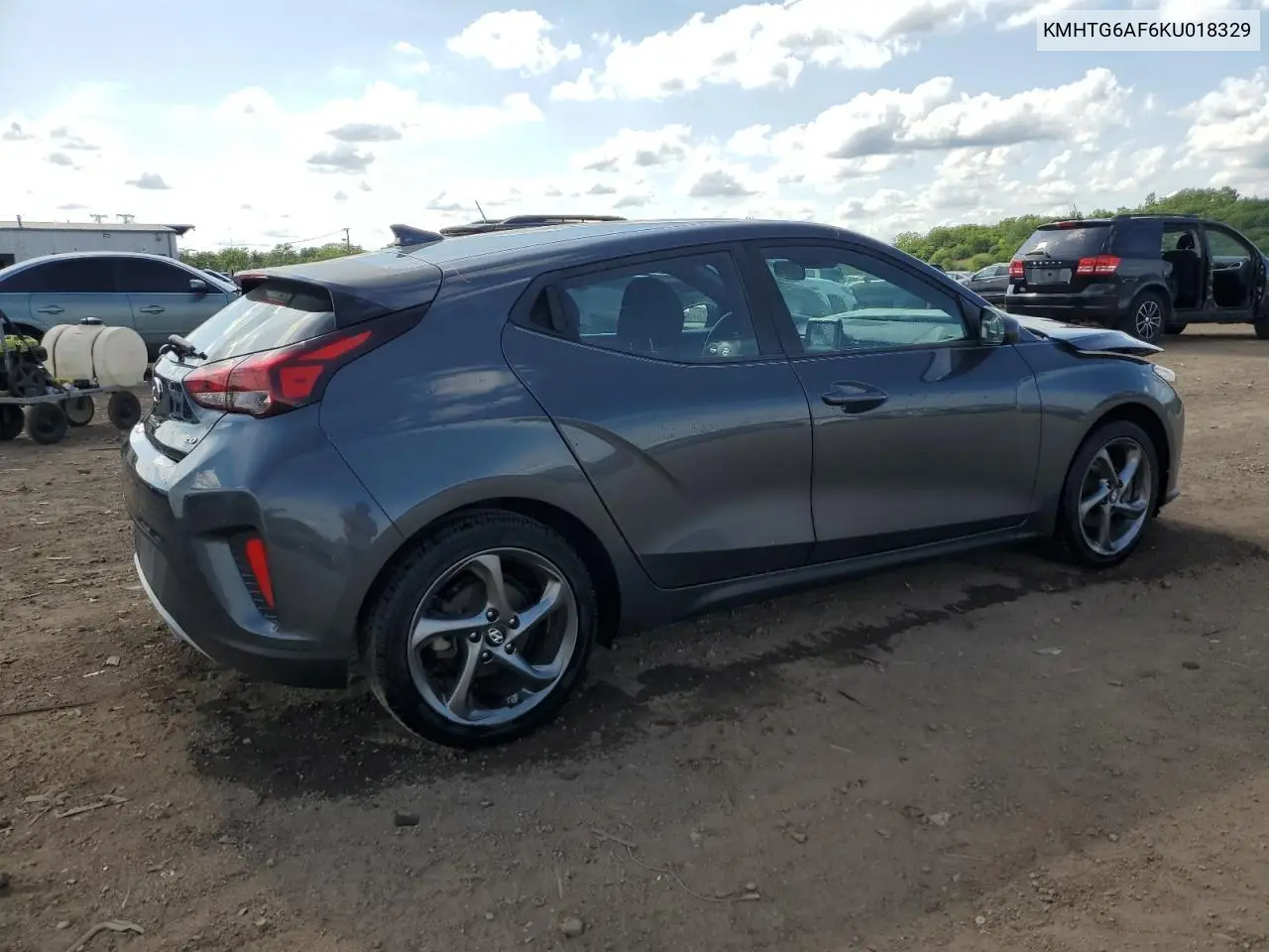 2019 Hyundai Veloster Base VIN: KMHTG6AF6KU018329 Lot: 62303655