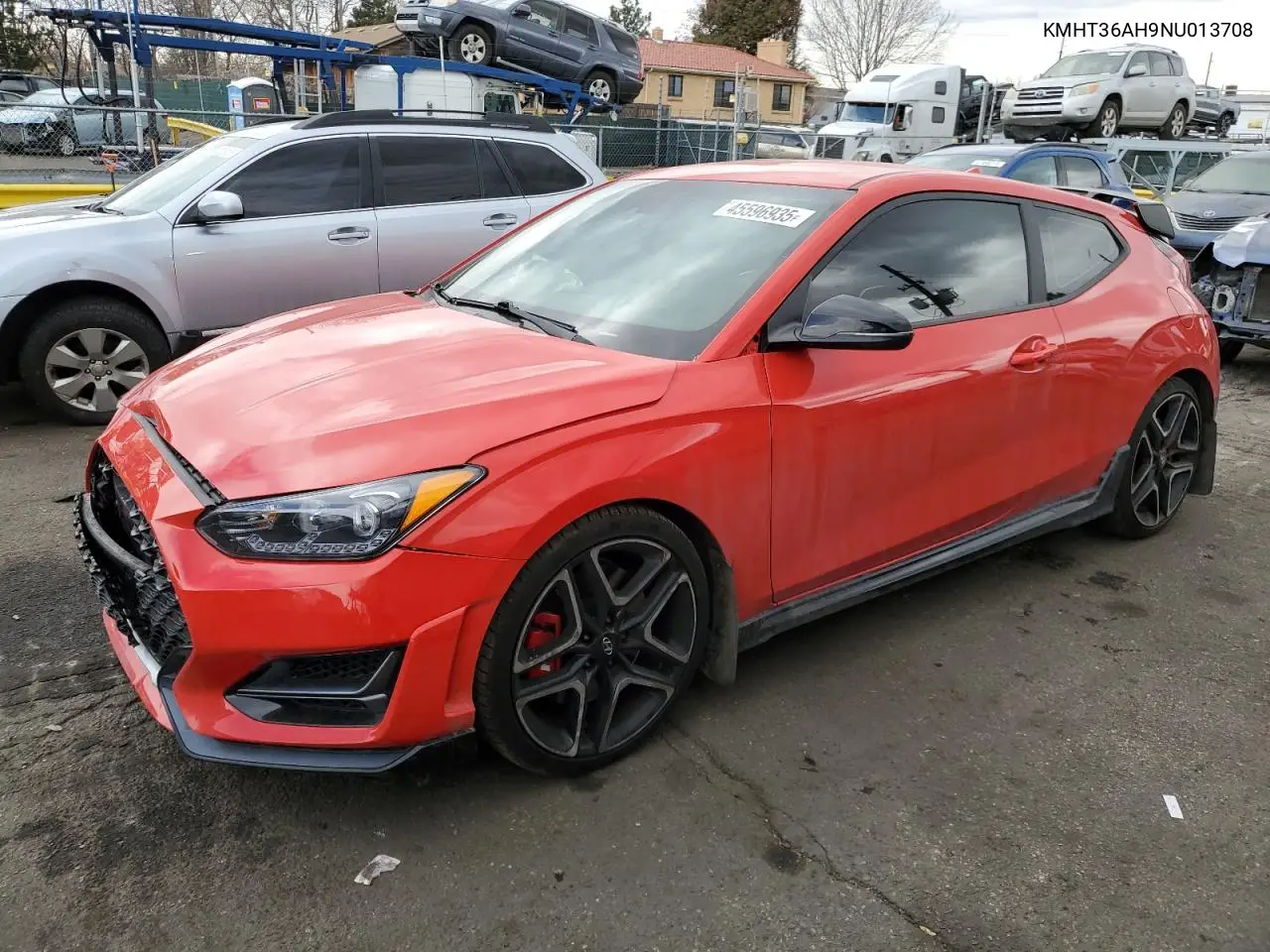 2022 Hyundai Veloster N VIN: KMHT36AH9NU013708 Lot: 45596935