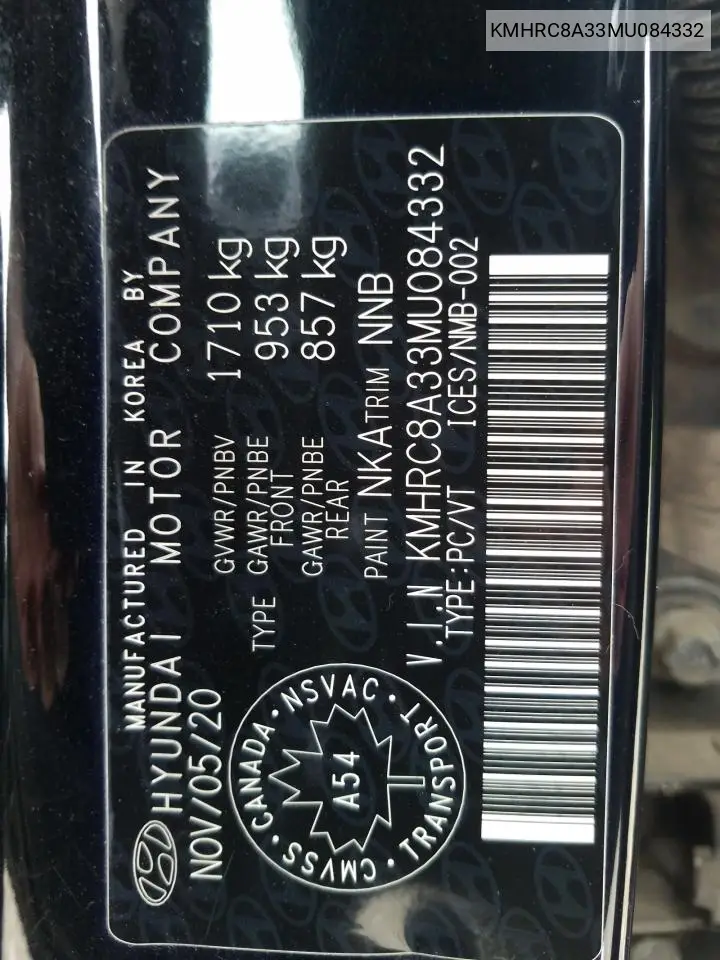 2021 Hyundai Venue Sel VIN: KMHRC8A33MU084332 Lot: 61974625