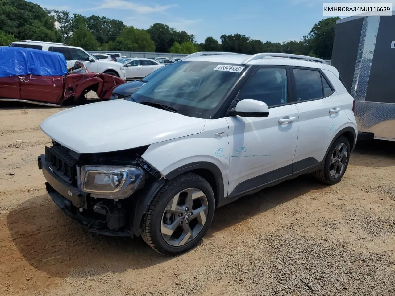 2021 Hyundai Venue Sel VIN: KMHRC8A34MU116639 Lot: 62844655