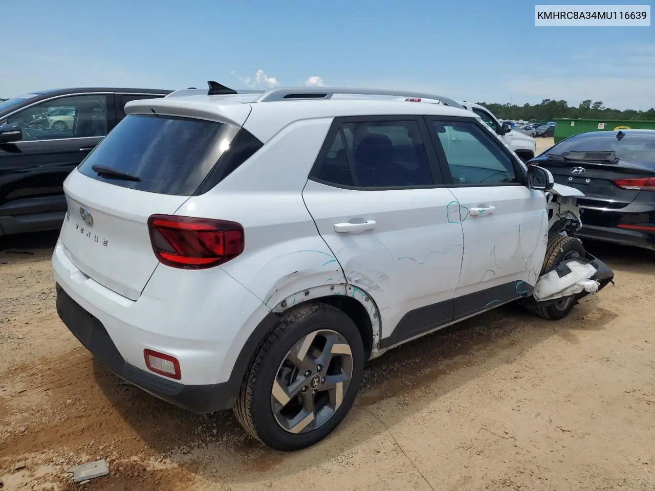 2021 Hyundai Venue Sel VIN: KMHRC8A34MU116639 Lot: 62844655