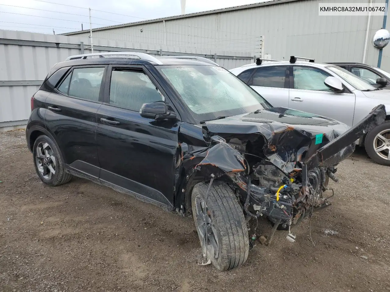 2021 Hyundai Venue Sel VIN: KMHRC8A32MU106742 Lot: 62960255