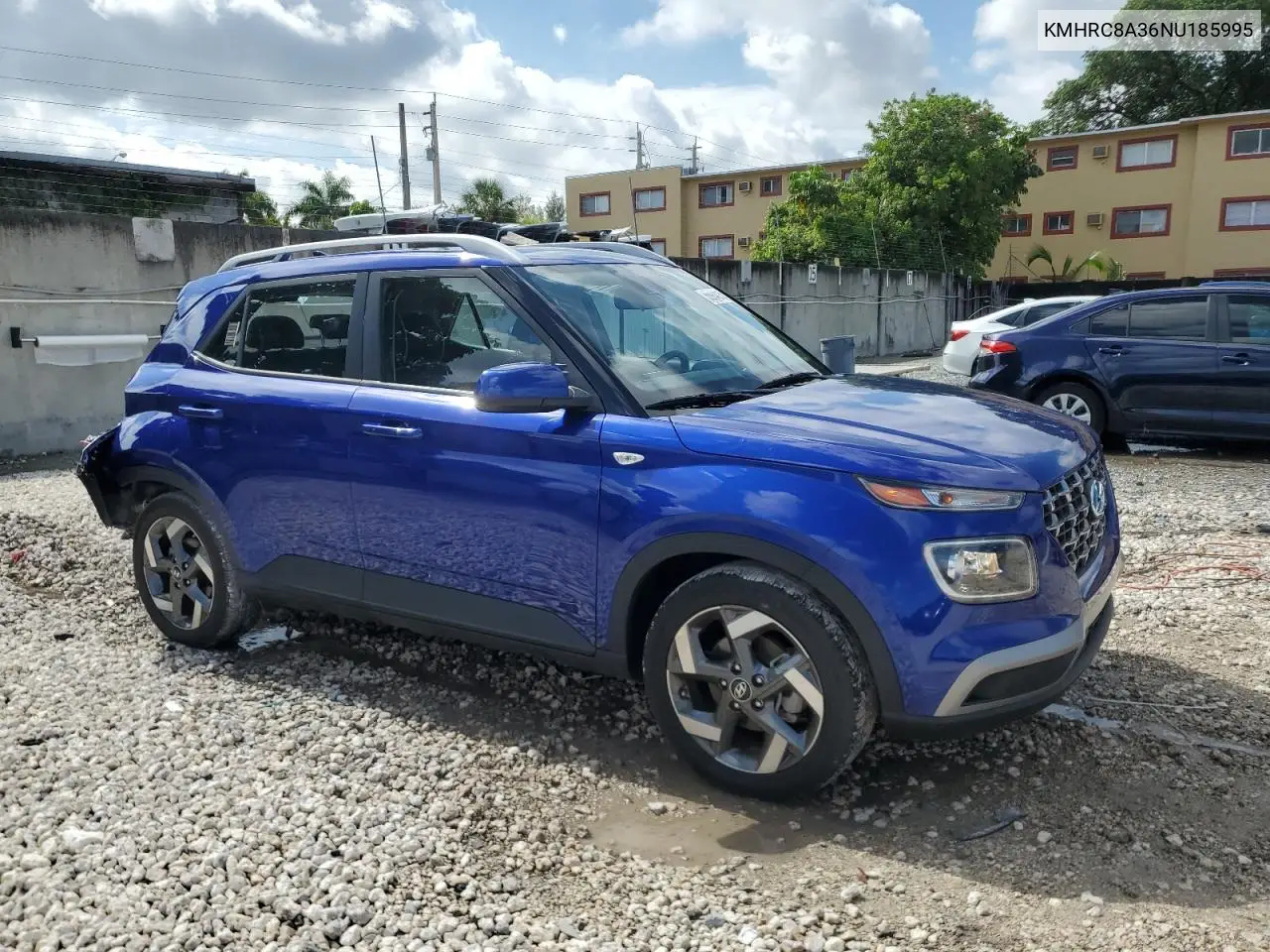 2022 Hyundai Venue Sel VIN: KMHRC8A36NU185995 Lot: 55934315