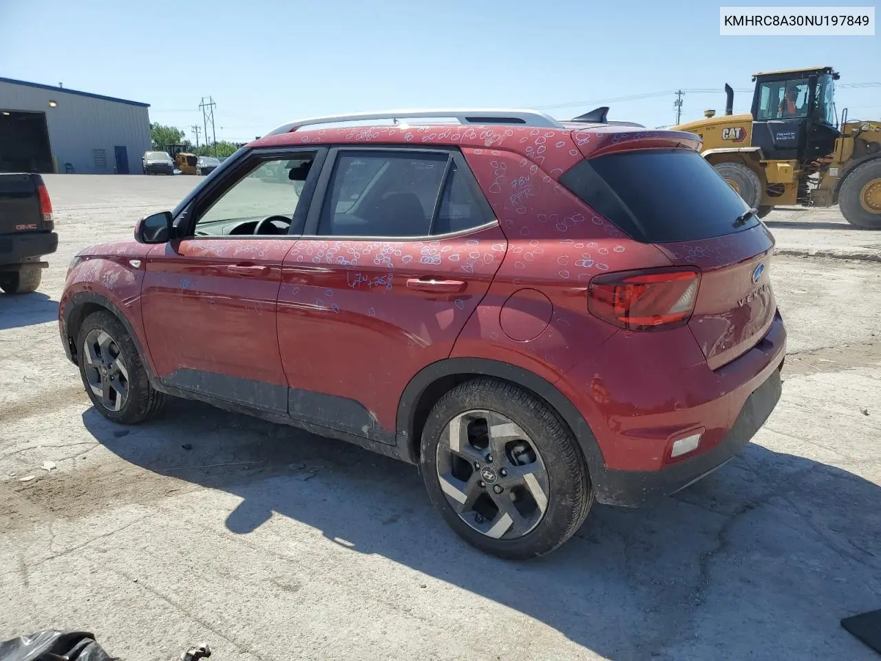 2022 Hyundai Venue Sel VIN: KMHRC8A30NU197849 Lot: 56458475