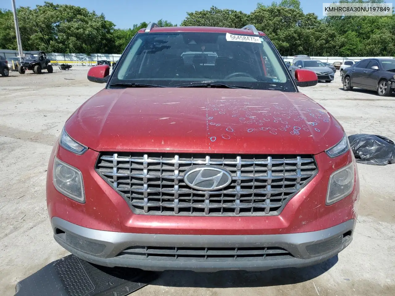 2022 Hyundai Venue Sel VIN: KMHRC8A30NU197849 Lot: 56458475