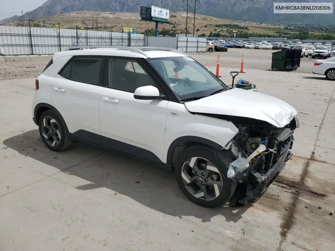 2022 Hyundai Venue Sel VIN: KMHRC8A38NU208306 Lot: 58623695