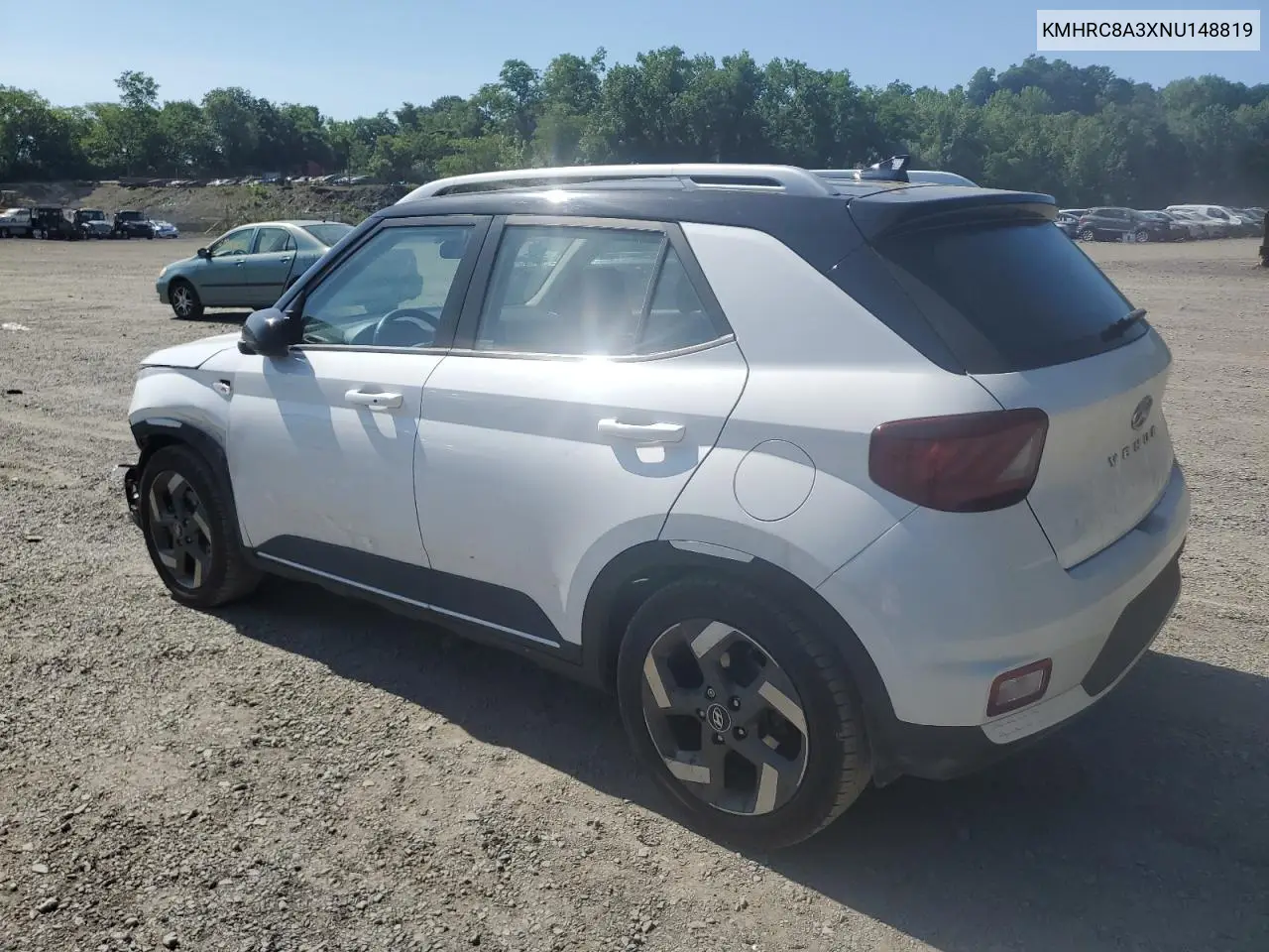 2022 Hyundai Venue Sel VIN: KMHRC8A3XNU148819 Lot: 62089855