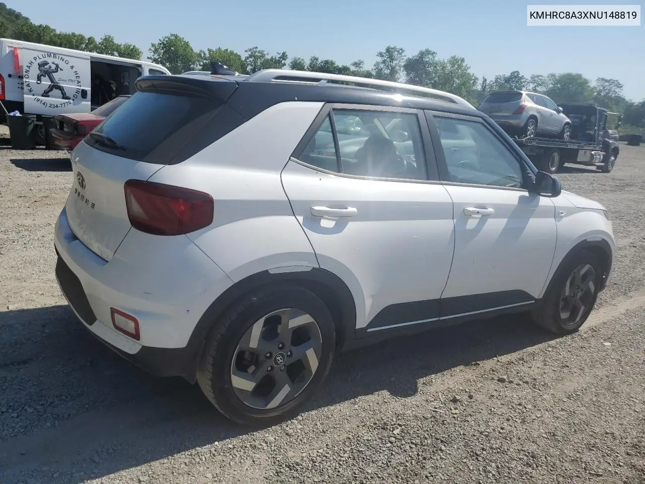 2022 Hyundai Venue Sel VIN: KMHRC8A3XNU148819 Lot: 62089855