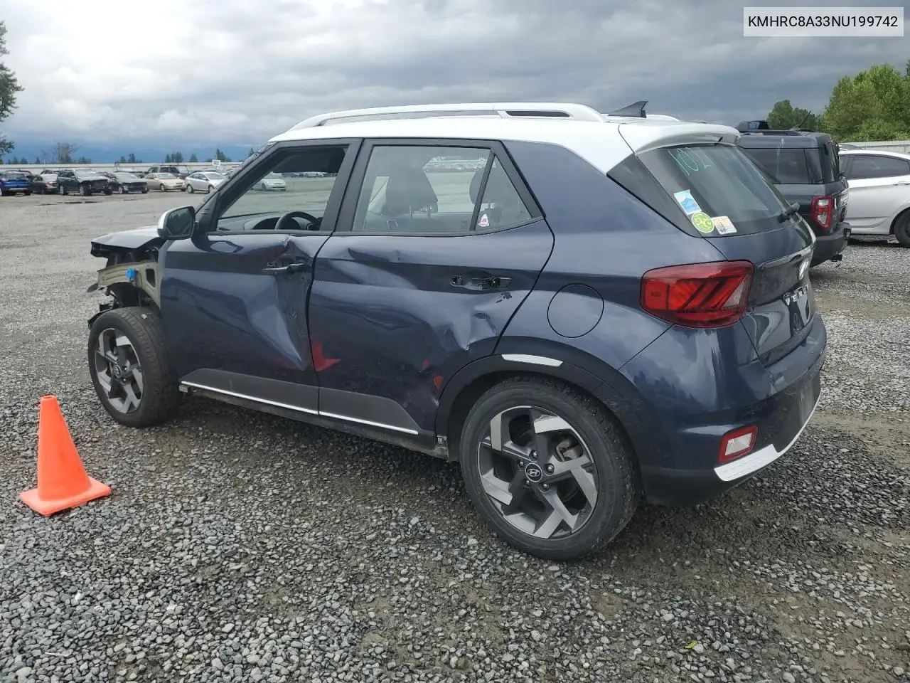 2022 Hyundai Venue Sel VIN: KMHRC8A33NU199742 Lot: 62558575