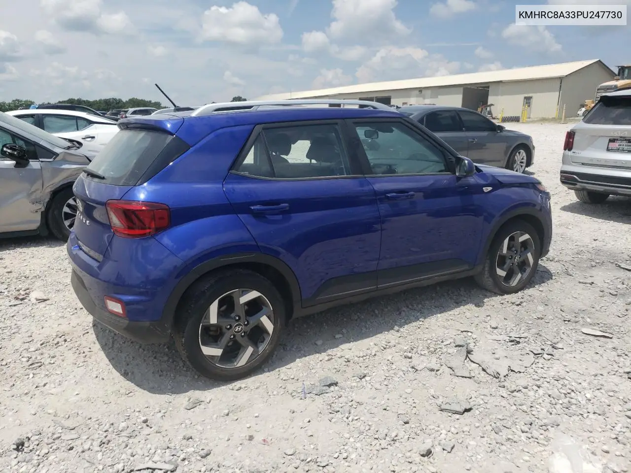 2023 Hyundai Venue Sel VIN: KMHRC8A33PU247730 Lot: 62546345