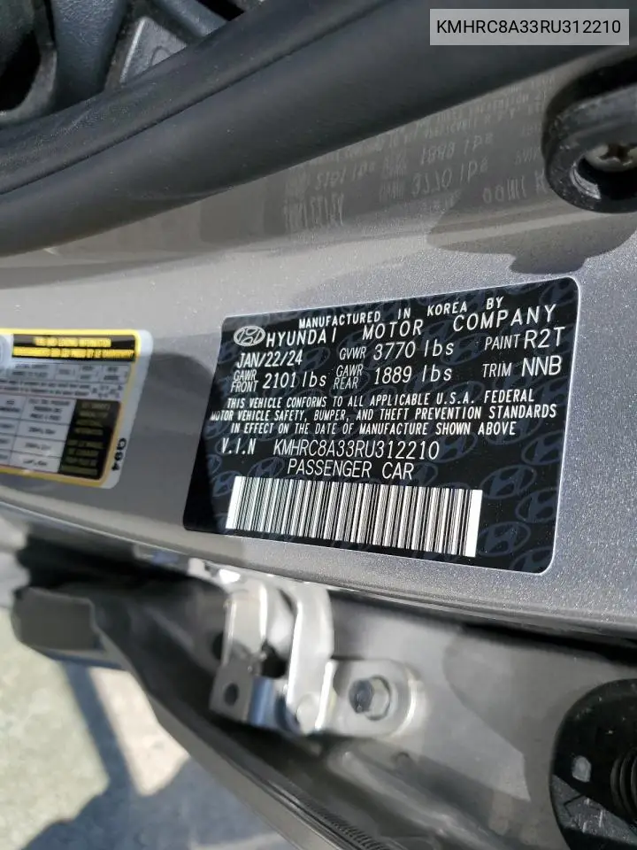 2024 Hyundai Venue Sel VIN: KMHRC8A33RU312210 Lot: 52495405