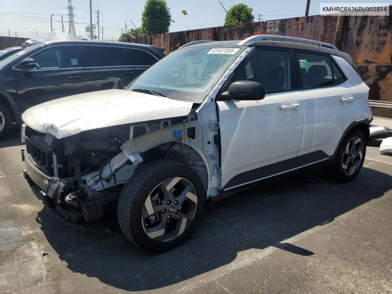 2024 Hyundai Venue Sel VIN: KMHRC8A36RU302514 Lot: 62407895