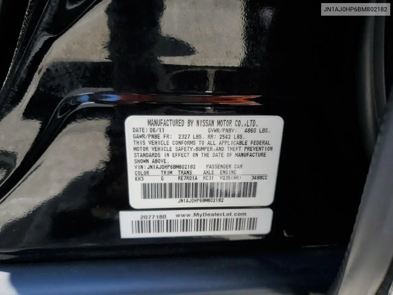 2011 Infiniti Ex35 Base VIN: JN1AJ0HP6BM802182 Lot: 61467595