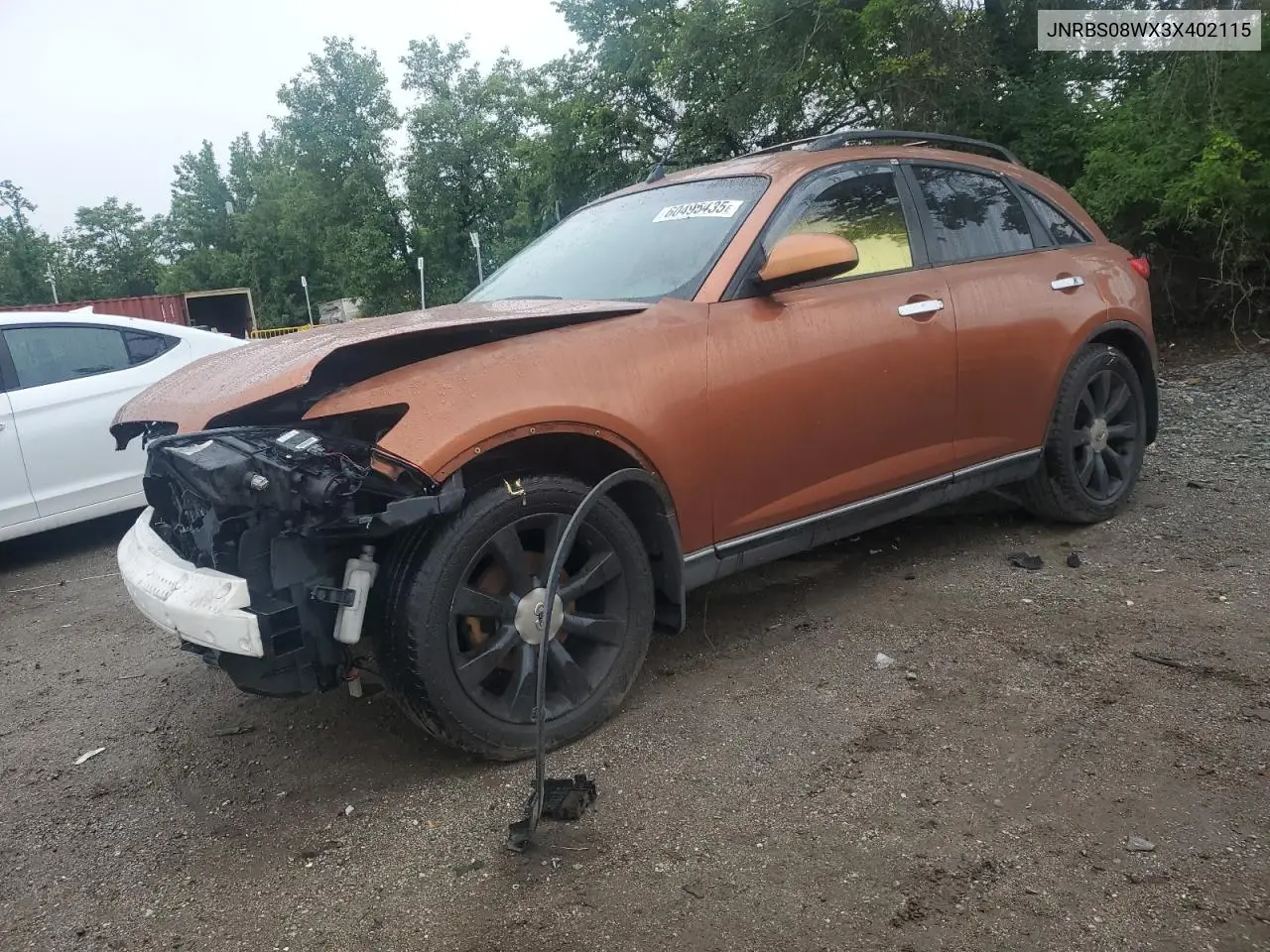 2003 Infiniti Fx45 VIN: JNRBS08WX3X402115 Lot: 60495435