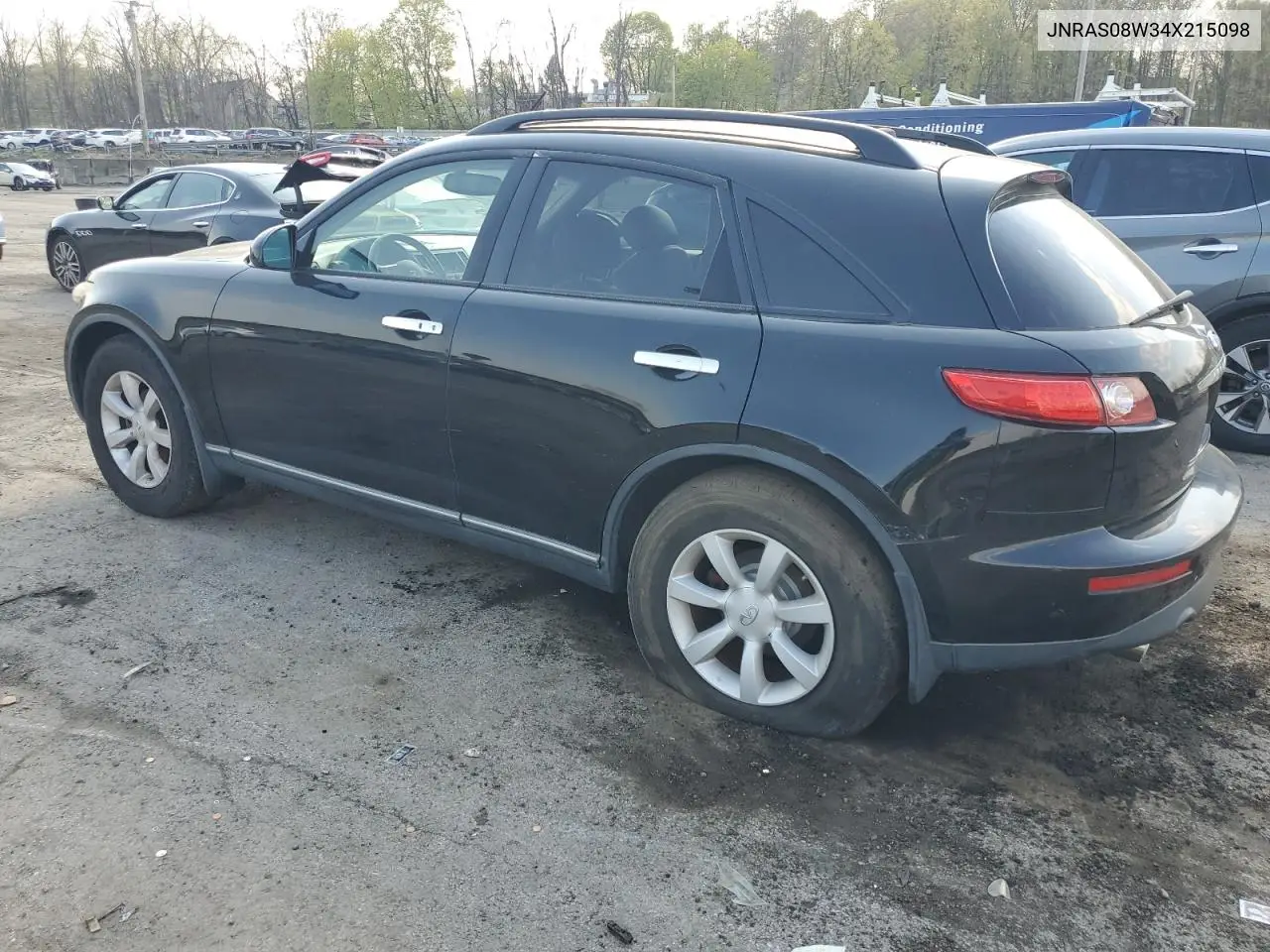2004 Infiniti Fx35 VIN: JNRAS08W34X215098 Lot: 54183645