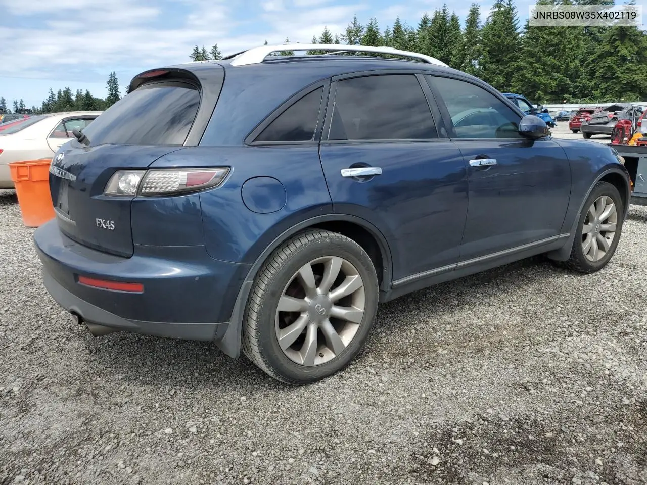 2005 Infiniti Fx45 VIN: JNRBS08W35X402119 Lot: 61104655