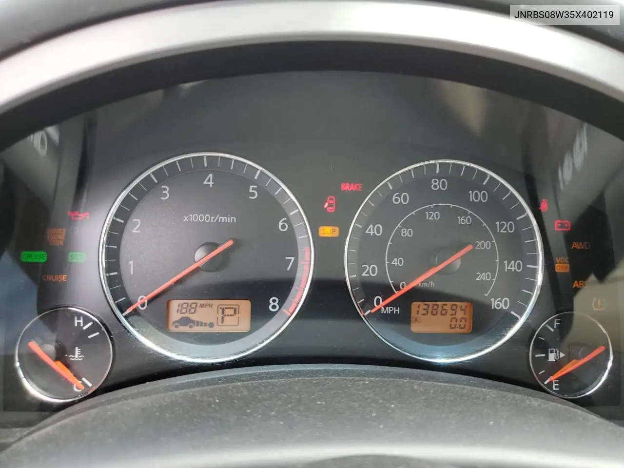 2005 Infiniti Fx45 VIN: JNRBS08W35X402119 Lot: 61104655