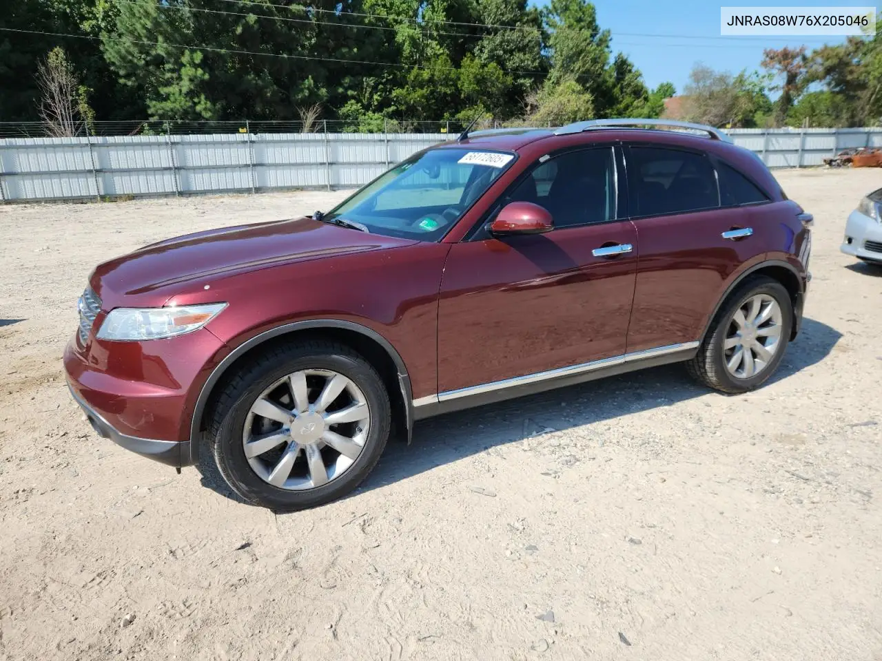 2006 Infiniti Fx35 VIN: JNRAS08W76X205046 Lot: 66172605