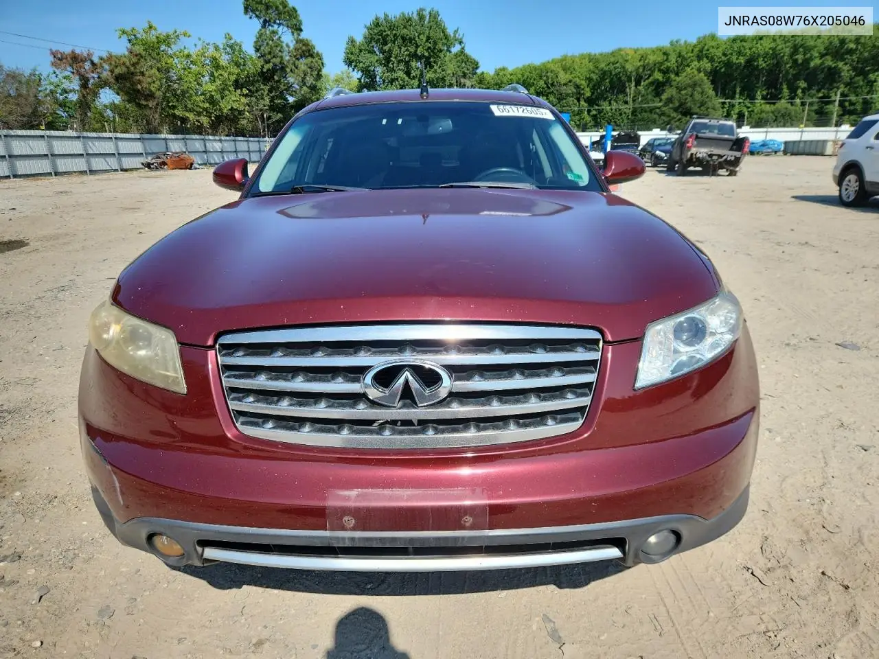 2006 Infiniti Fx35 VIN: JNRAS08W76X205046 Lot: 66172605
