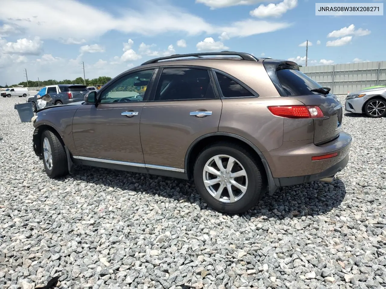 2008 Infiniti Fx35 VIN: JNRAS08W38X208271 Lot: 62282665