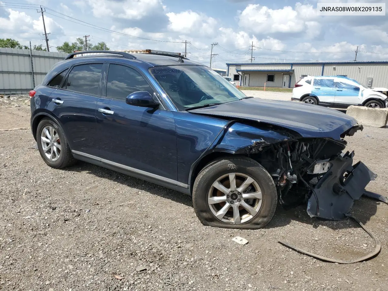 2008 Infiniti Fx35 VIN: JNRAS08W08X209135 Lot: 62833635