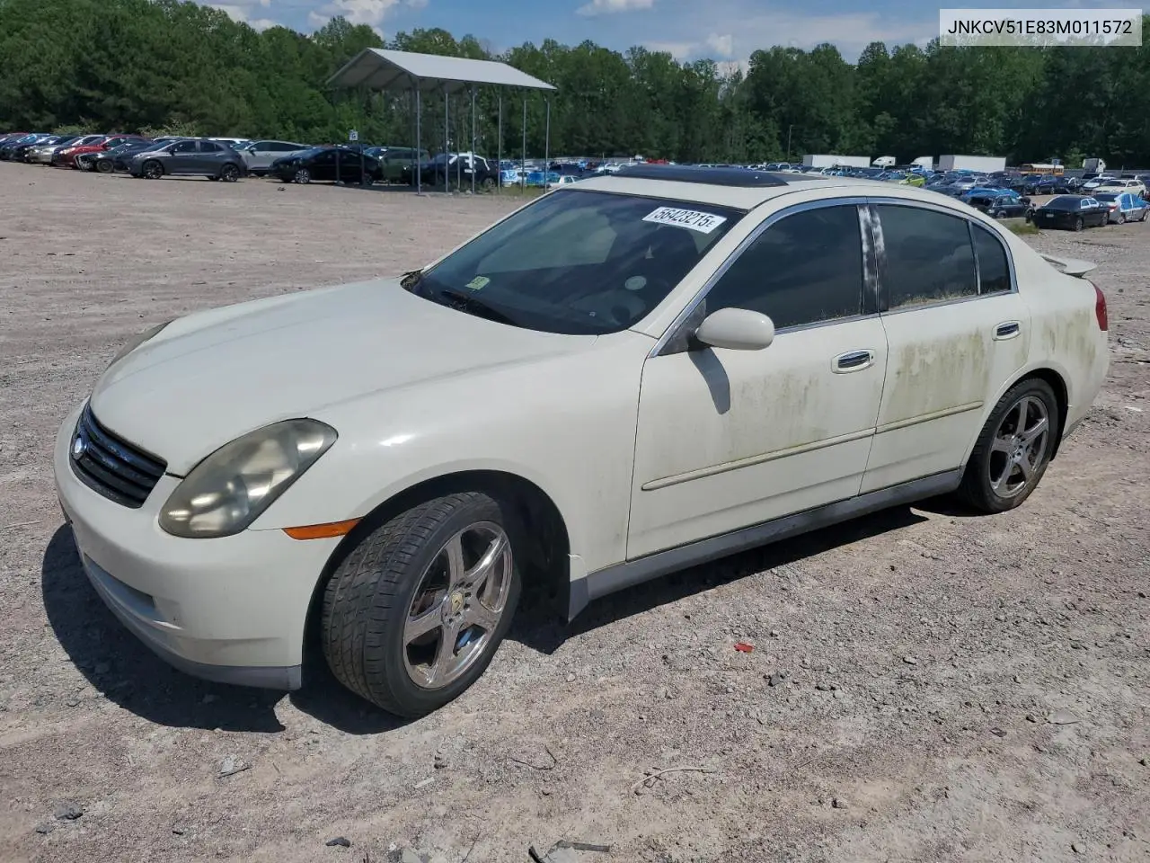 2003 Infiniti G35 VIN: JNKCV51E83M011572 Lot: 56423215