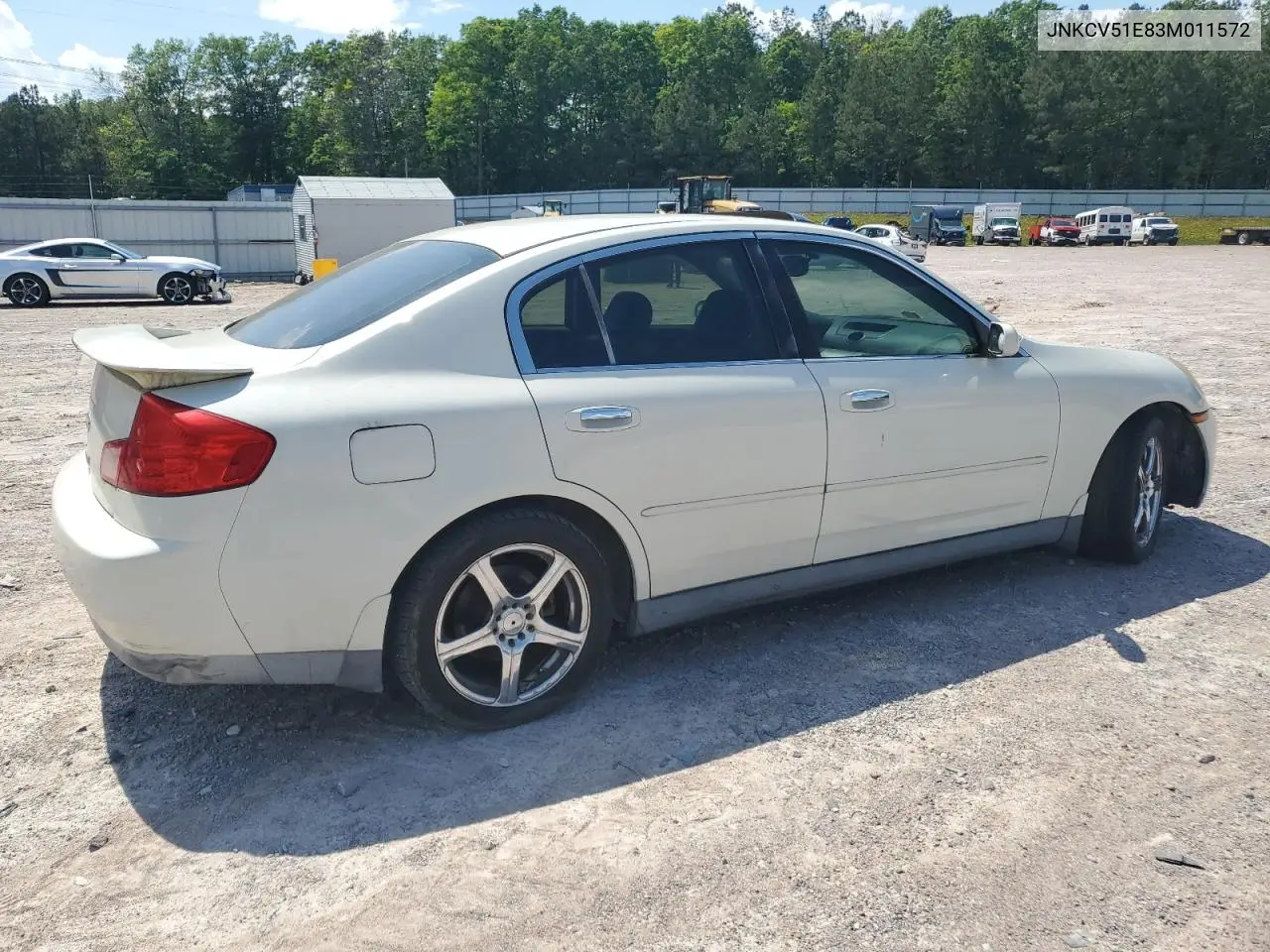 2003 Infiniti G35 VIN: JNKCV51E83M011572 Lot: 56423215