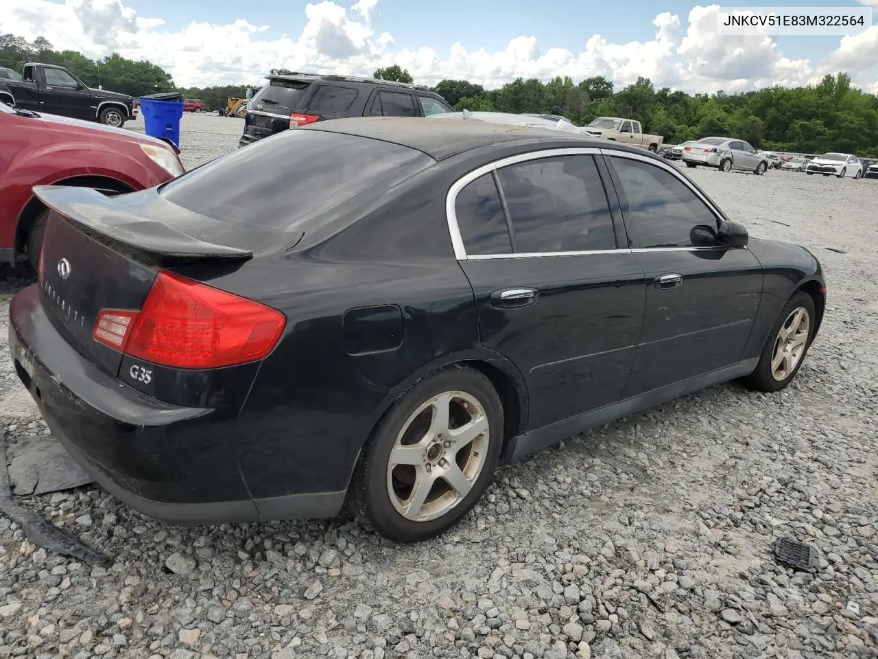 2003 Infiniti G35 VIN: JNKCV51E83M322564 Lot: 56834315