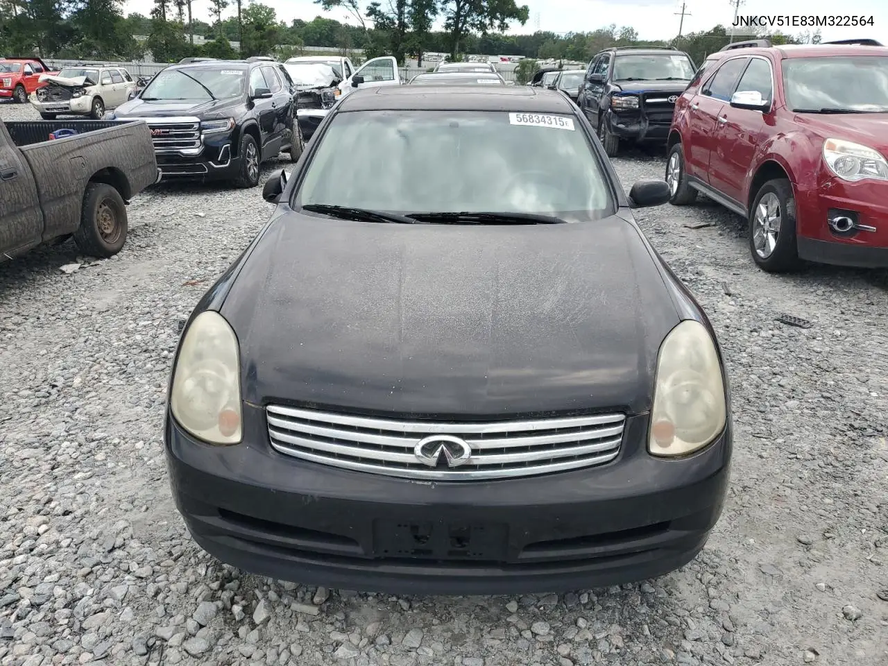 2003 Infiniti G35 VIN: JNKCV51E83M322564 Lot: 56834315