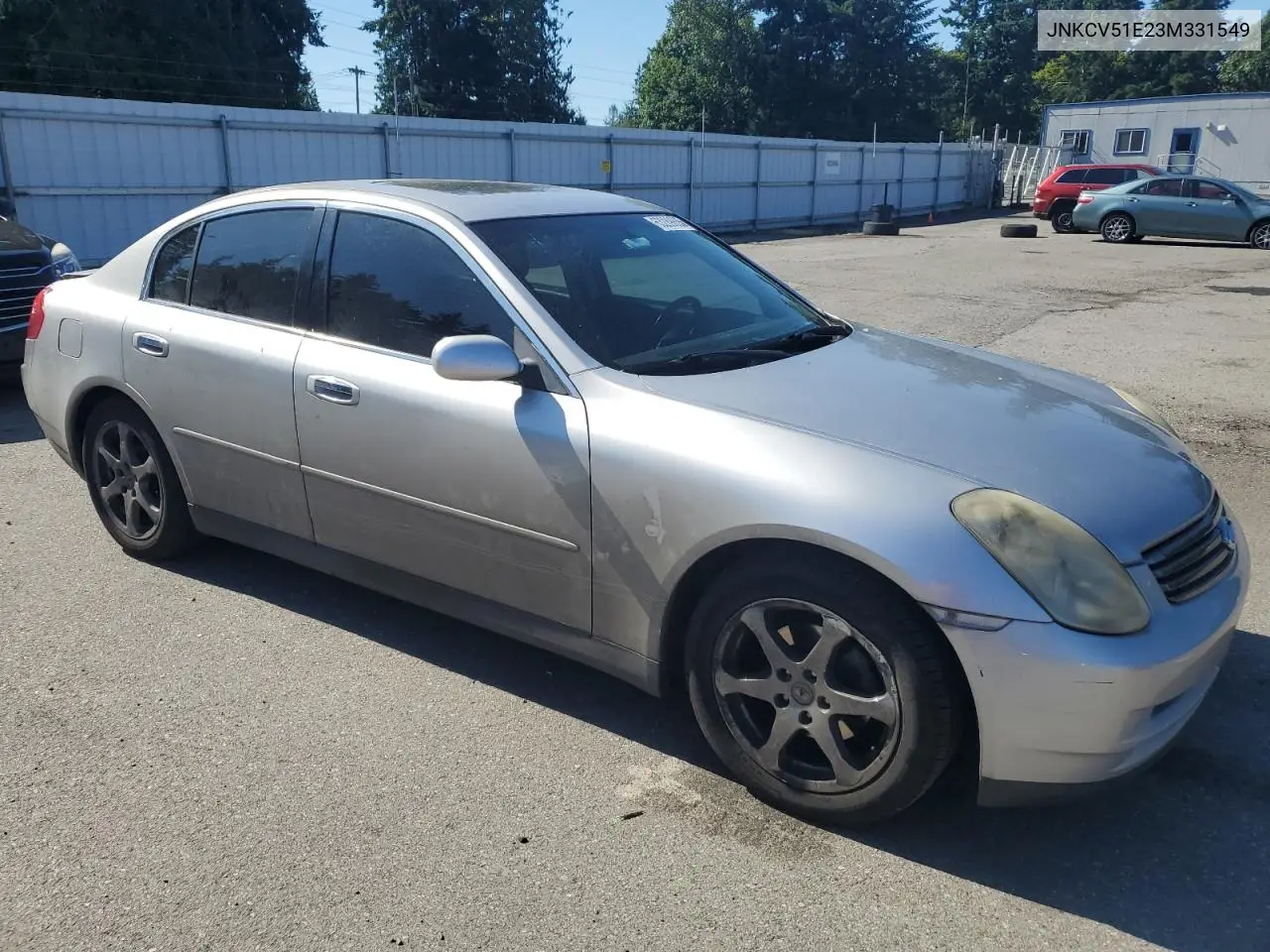2003 Infiniti G35 VIN: JNKCV51E23M331549 Lot: 63289865