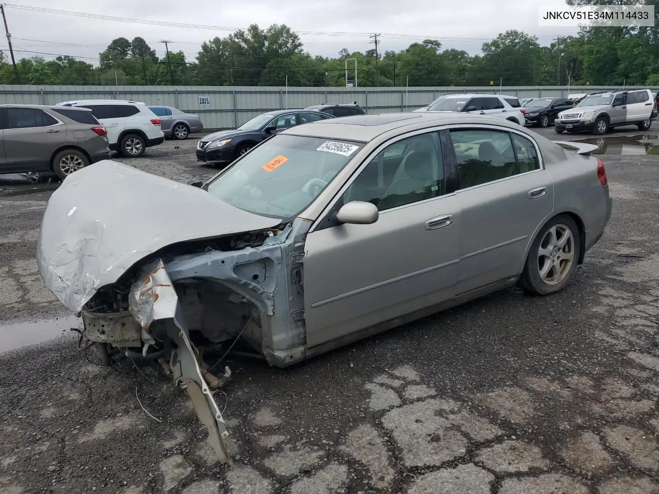 2004 Infiniti G35 VIN: JNKCV51E34M114433 Lot: 54259625