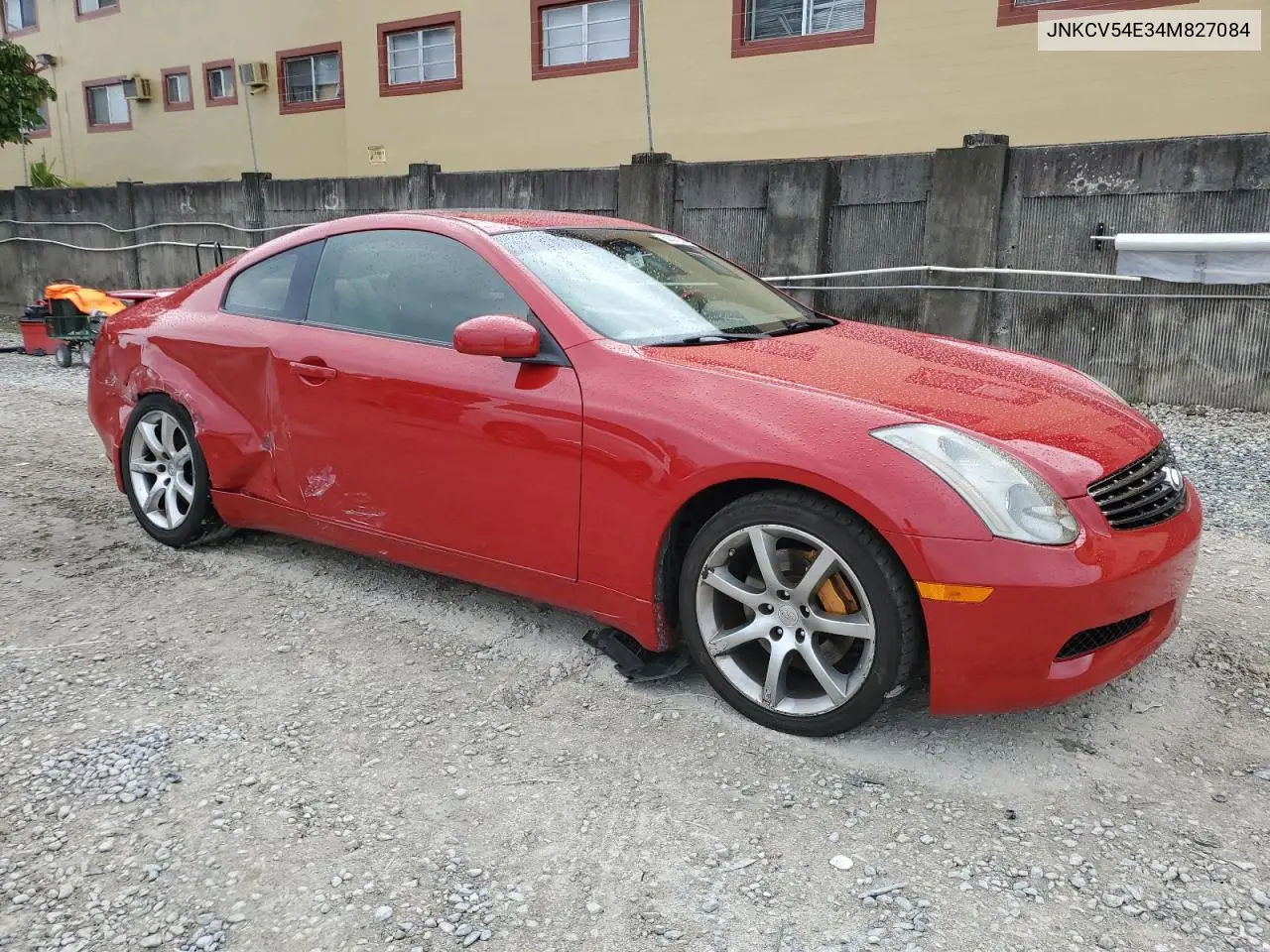 2004 Infiniti G35 VIN: JNKCV54E34M827084 Lot: 62012345