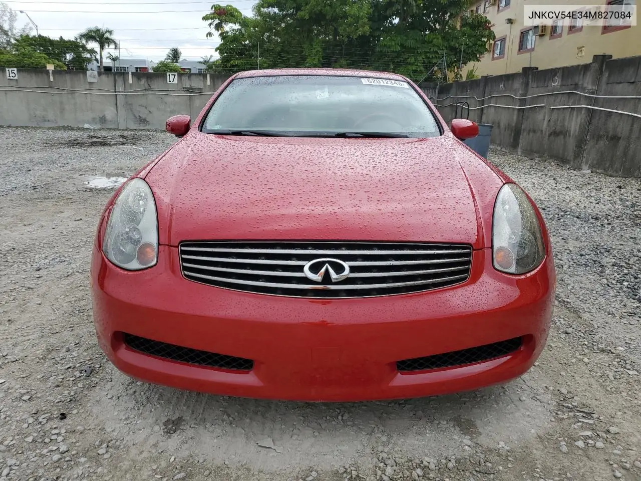 2004 Infiniti G35 VIN: JNKCV54E34M827084 Lot: 62012345
