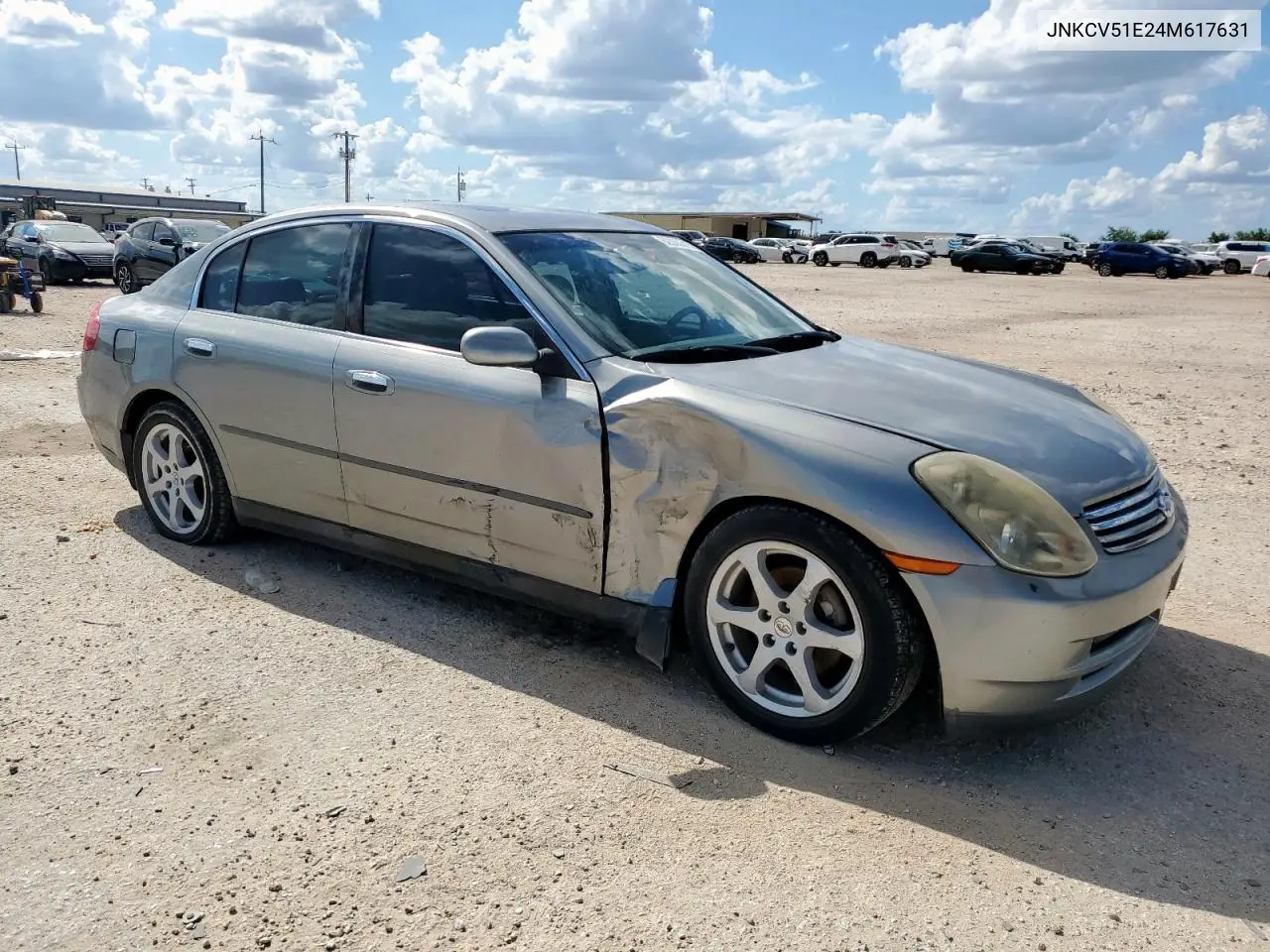 2004 Infiniti G35 VIN: JNKCV51E24M617631 Lot: 62888615