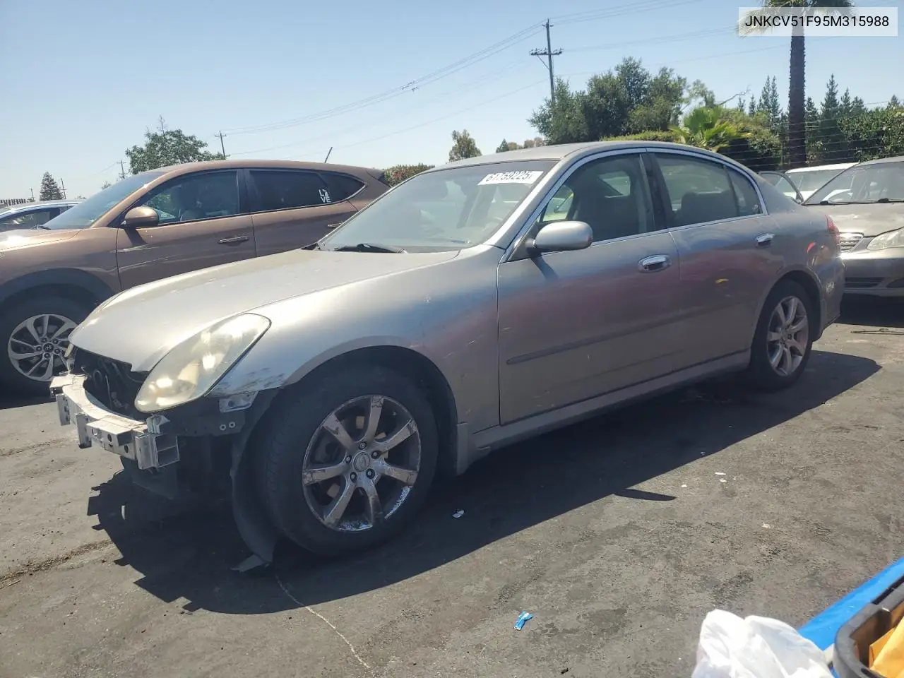 2005 Infiniti G35 VIN: JNKCV51F95M315988 Lot: 61759225