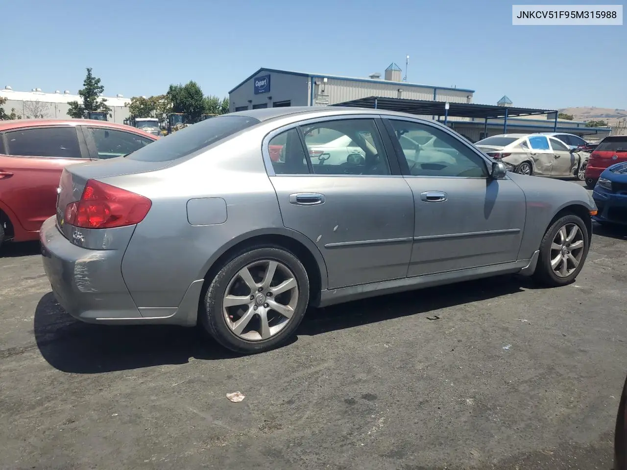 2005 Infiniti G35 VIN: JNKCV51F95M315988 Lot: 61759225