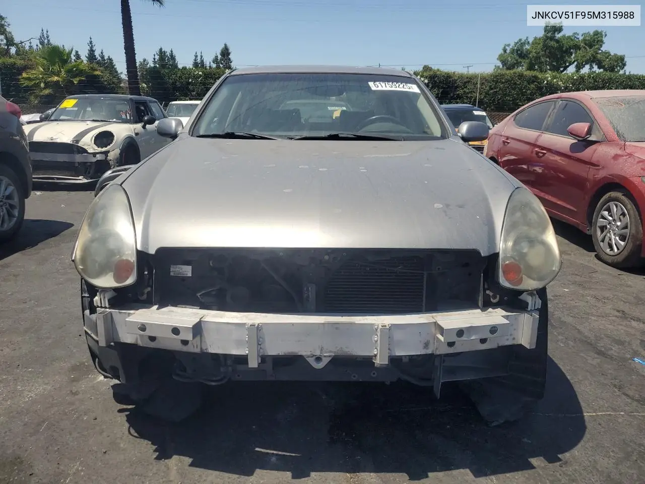 2005 Infiniti G35 VIN: JNKCV51F95M315988 Lot: 61759225
