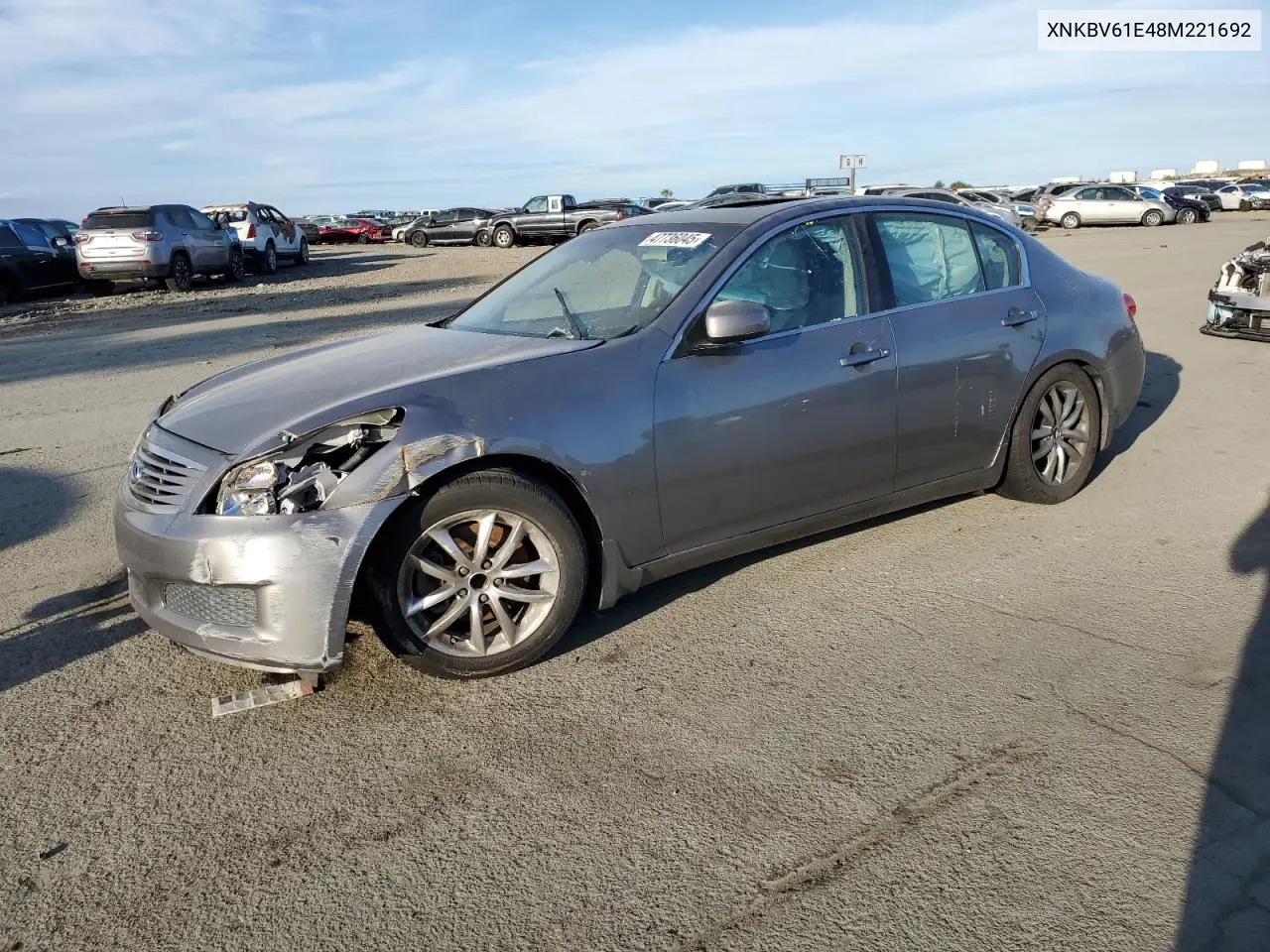 2008 Infiniti G35 VIN: JNKBV61E48M221692 Lot: 47736045