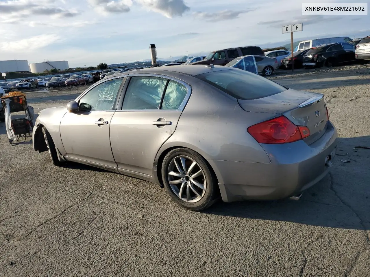 2008 Infiniti G35 VIN: JNKBV61E48M221692 Lot: 47736045