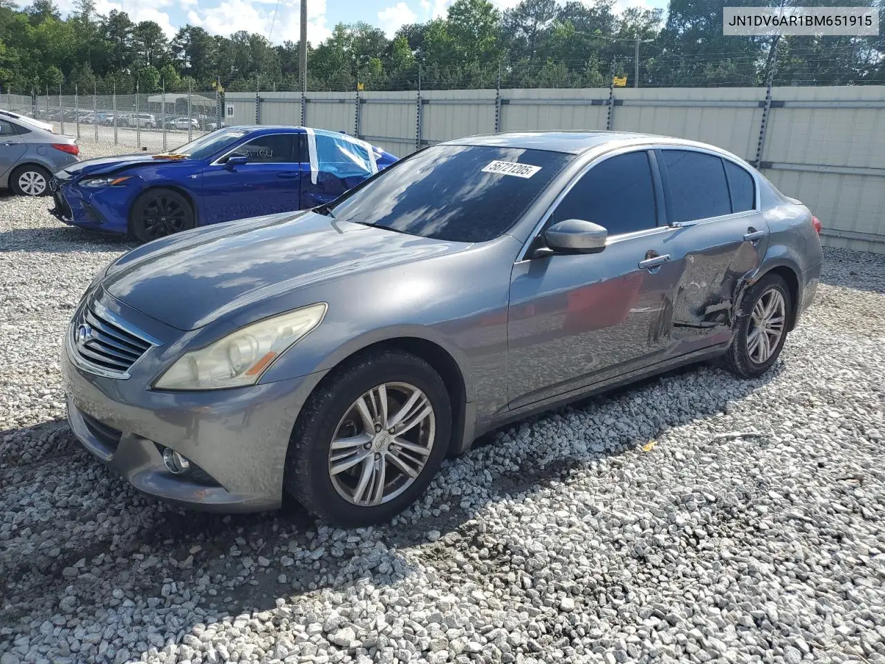 2011 Infiniti G25 VIN: JN1DV6AR1BM651915 Lot: 56721205
