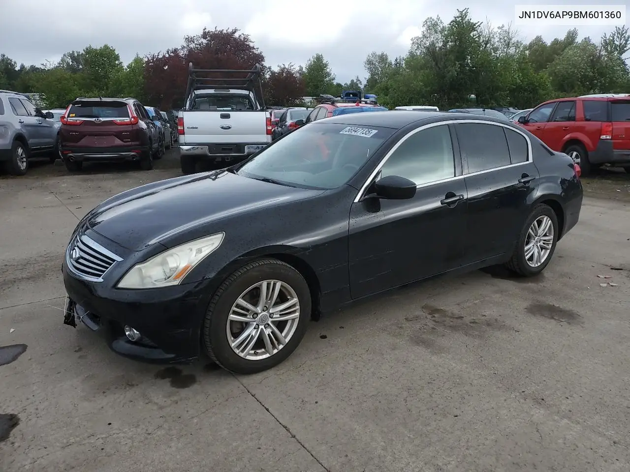 2011 Infiniti G25 Base VIN: JN1DV6AP9BM601360 Lot: 56947135