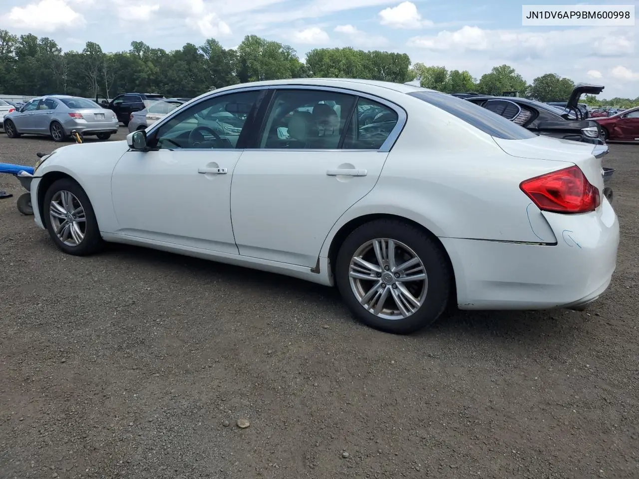 2011 Infiniti G25 Base VIN: JN1DV6AP9BM600998 Lot: 62157575