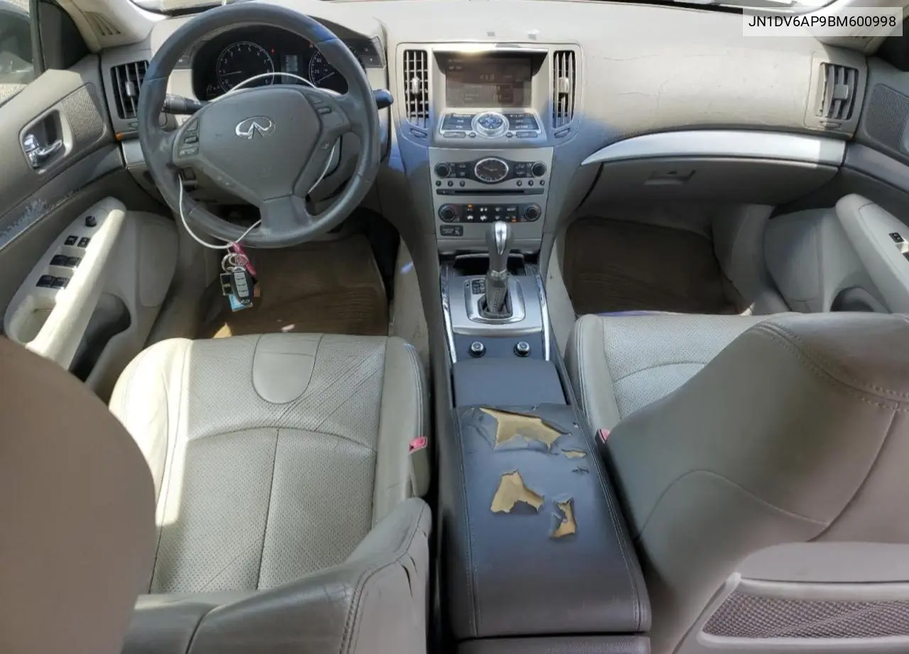 2011 Infiniti G25 Base VIN: JN1DV6AP9BM600998 Lot: 62157575