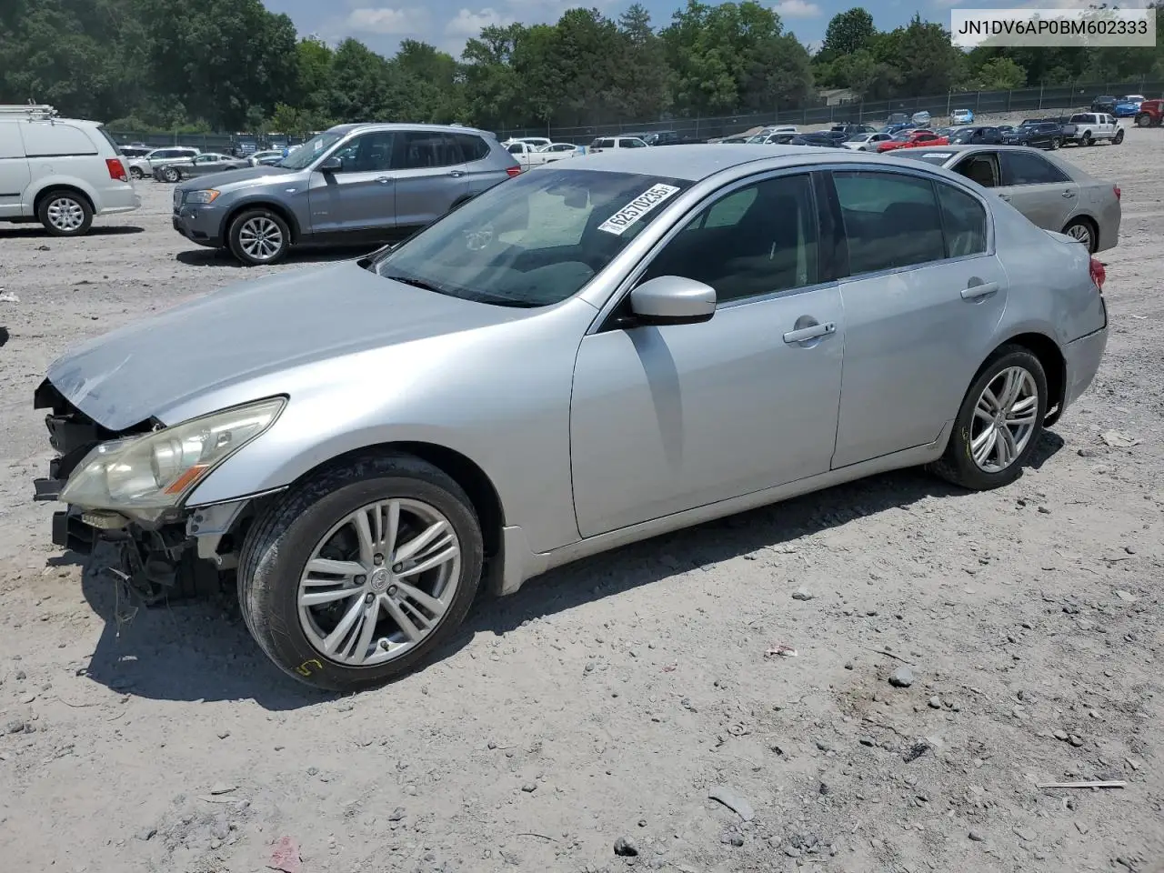 2011 Infiniti G25 Base VIN: JN1DV6AP0BM602333 Lot: 62570235
